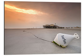 Alubild Surfen am Strand der Nordsee