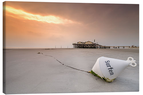 Leinwandbild Surfen am Strand der Nordsee
