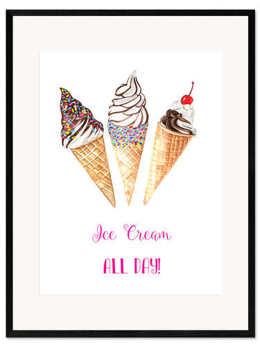 Plakat artystyczny premium w ramie Ice cream all day