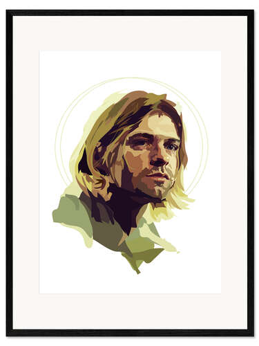 Ingelijste kunstdruk Kurt Cobain