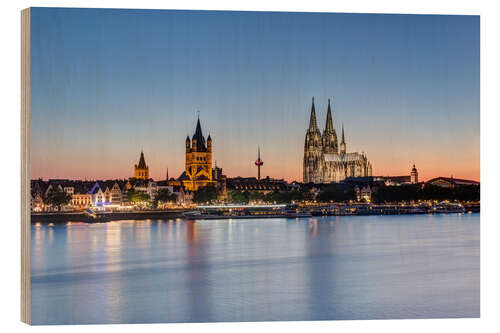 Wood print Summer evening in Cologne