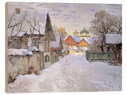 Tableau en bois Winter Evening. View of Pskov