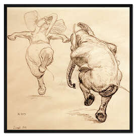 Gerahmter Kunstdruck Zwei tanzende Elefanten