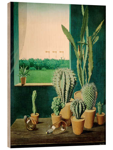 Tableau en bois Cactus et sémaphores