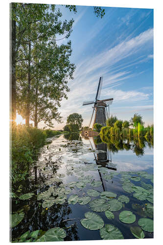 Acrylic print Sunset Windmill landscape