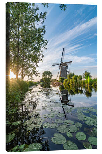 Leinwandbild Sunset Windmühlenlandschaft