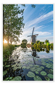 Wall print  Sunset Windmill landscape - Remco Gielen