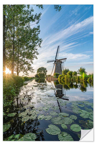 Vinilo para la pared Sunset Windmill landscape