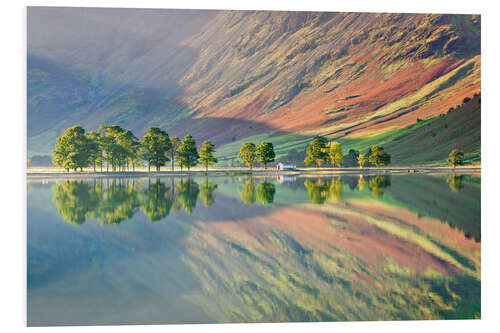 Foam board print Landscape reflecting in a lake