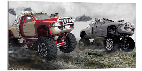 Tableau en aluminium Course de monster truck