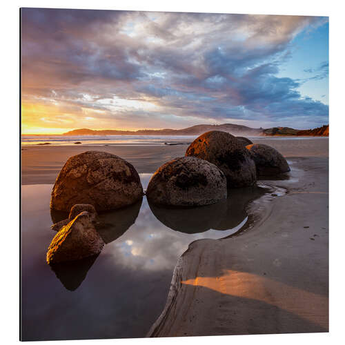 Aluminium print Moeraki Boulders Sunrise