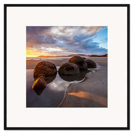 Impresión de arte enmarcada Moeraki Boulders Sunrise