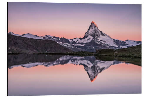 Alubild Sonnenaufgang, Matterhorn - Zermatt, Schweiz