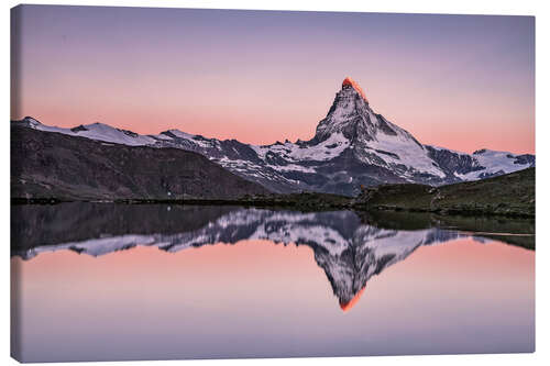 Tableau sur toile Lever du soleil sur le Cervin et Zermatt, Suisse