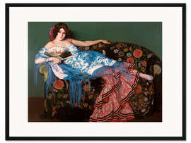 Gerahmter Kunstdruck Lolita mit einem blauen Schal