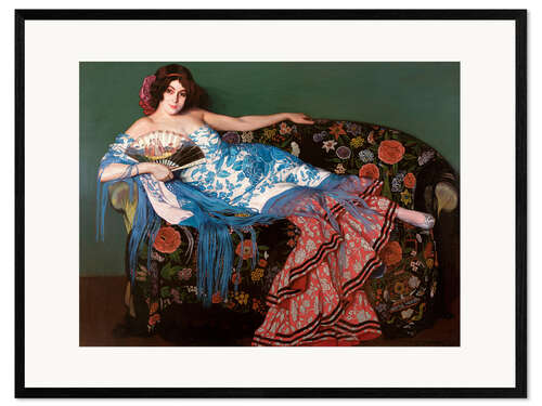 Kunsttryk i ramme Lolita with a blue scarf