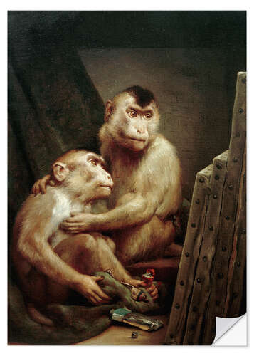 Vinilo para la pared The art critic - two monkeys look at a painting