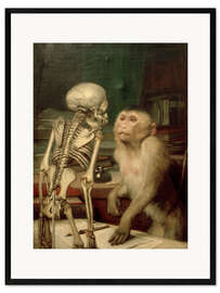 Ingelijste kunstdruk Monkey front skeleton