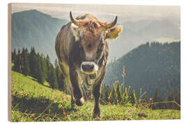 Wood print Cow in the mountains