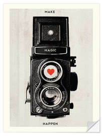 Selvklebende plakat Vintage camera - Make Magic Happen