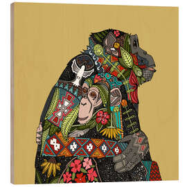 Wood print Chimpanzee love