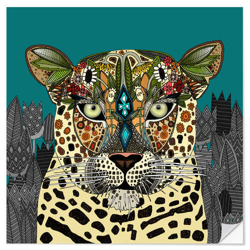 Vinilo para la pared Leopard Queen teal