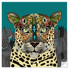 Vinilo para la pared Leopard Queen teal