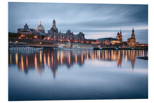 Foam board print Dresden old town at the blue hour