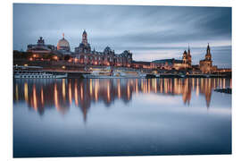 Foam board print Dresden old town at the blue hour