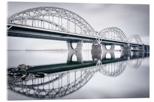 Acrylglasbild Neue Darnytskyi Brücke in Kiew im Winter