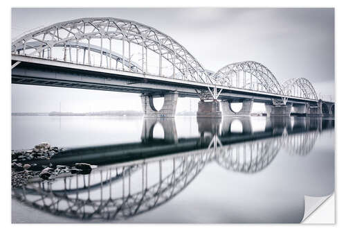 Selvklæbende plakat New Darnytskyi bridge in Kiev in winter