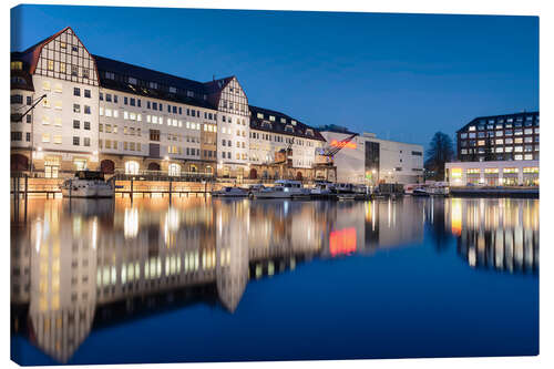 Canvas print Tempelhofer Hafen Berlin at the blue hour