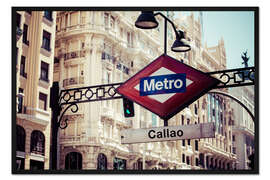 Gerahmter Kunstdruck U-Bahn-Symbol in Madrid
