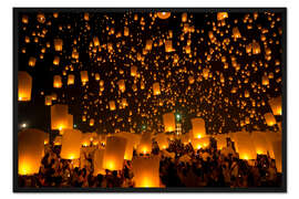 Gerahmter Kunstdruck Himmelslaternen auf Yeepeng Festival