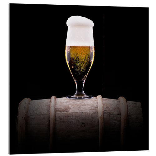 Aluminium print Frosty glass of light beer