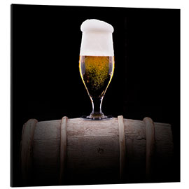 Aluminium print Frosty glass of light beer