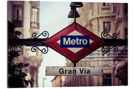 Stampa su plexi-alluminio Cartello della metropolitana - Madrid