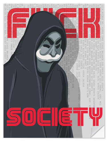 Selvklebende plakat F*ck Society, Mr. Robot