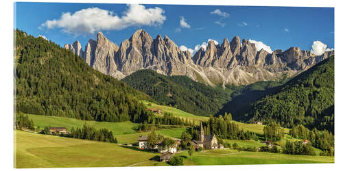 Acrylic print Funes Valley, Dolomites, South Tyrol