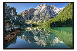 Gerahmter Kunstdruck Pragser Wildsee, Südtirol, Italien