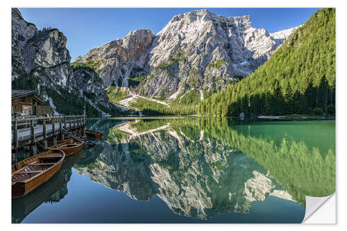 Sticker mural Braies Lake, South Tyrol, Italy