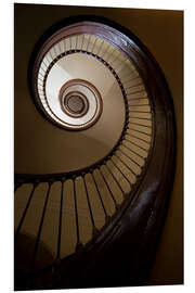 Foam board print Wooden and steel spiral staircase