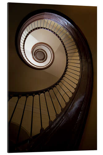 Gallery print Wooden and steel spiral staircase