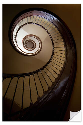 Naklejka na ścianę Wooden and steel spiral staircase