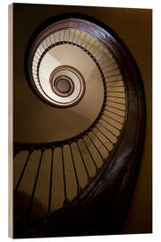 Wood print Wooden and steel spiral staircase