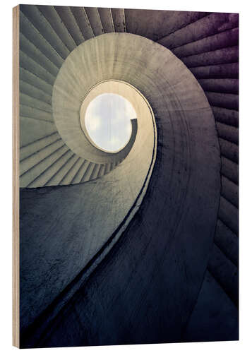 Wood print Concrete spiral staircase