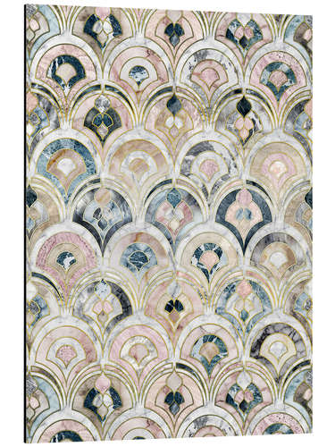 Aluminium print Art Deco Marble Tiles in Soft Pastels