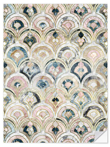 Naklejka na ścianę Art Deco Marble Tiles in Soft Pastels