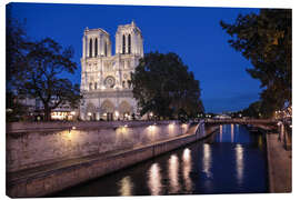 Canvas print Notre Dame at night, Paris