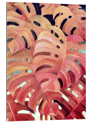 Gallery print Monstera love in magenta and coral